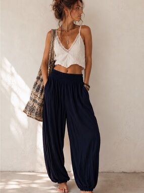 Free People Beach Ali Balloon Pants Navy